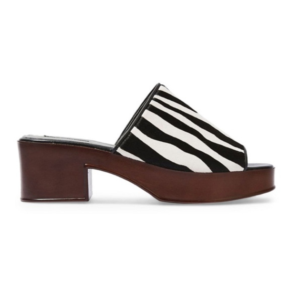 Topshop Villain Zebra Calf-Hair Mules